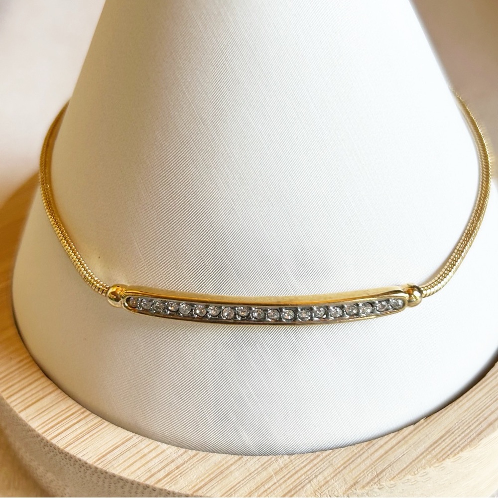 Avon Gold and Silver Tone Crystal Bar Bracelet